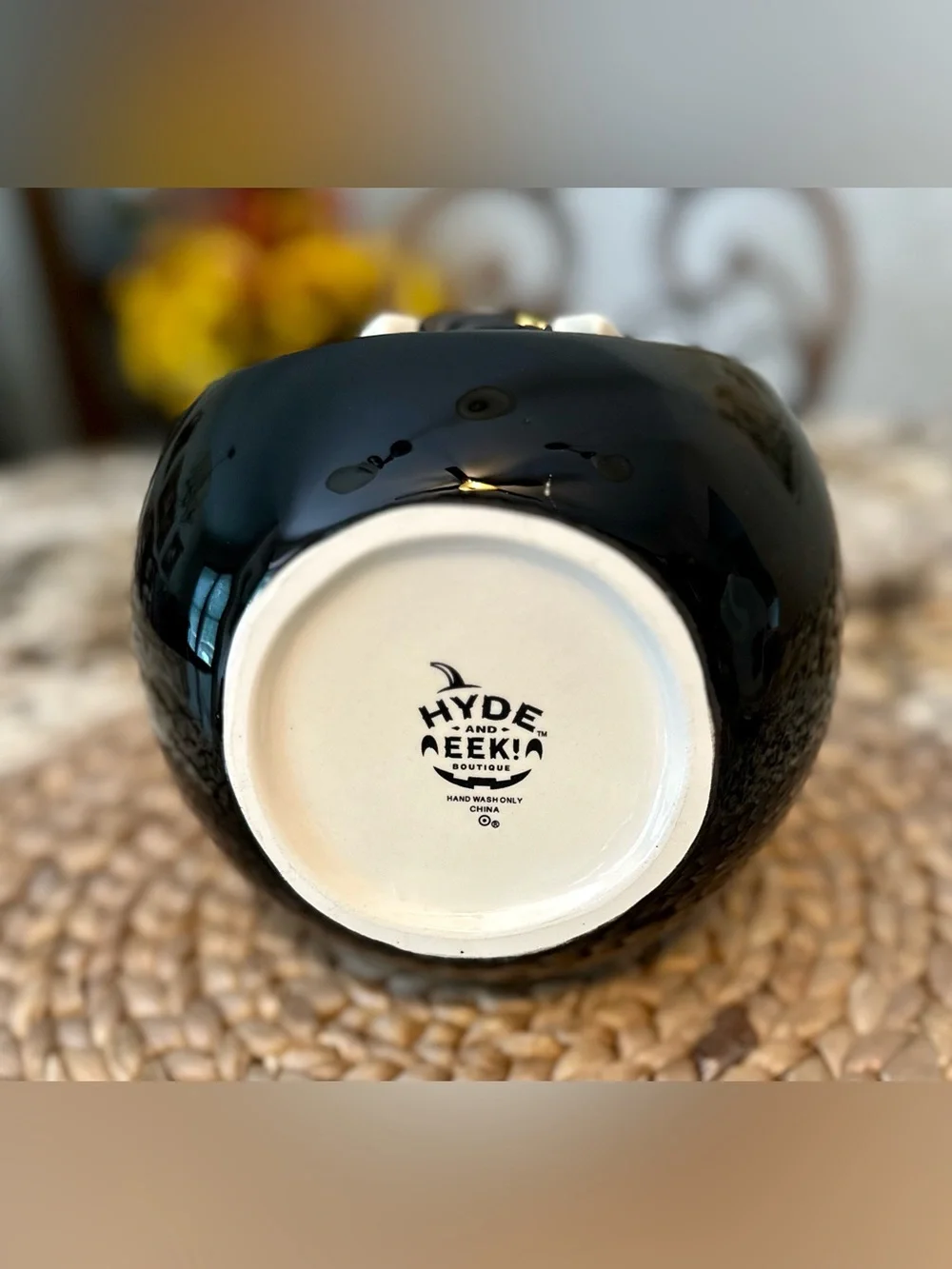 🖤 Black Cat Halloween Candy Dish with 'TRICK or TREAT’ Banner